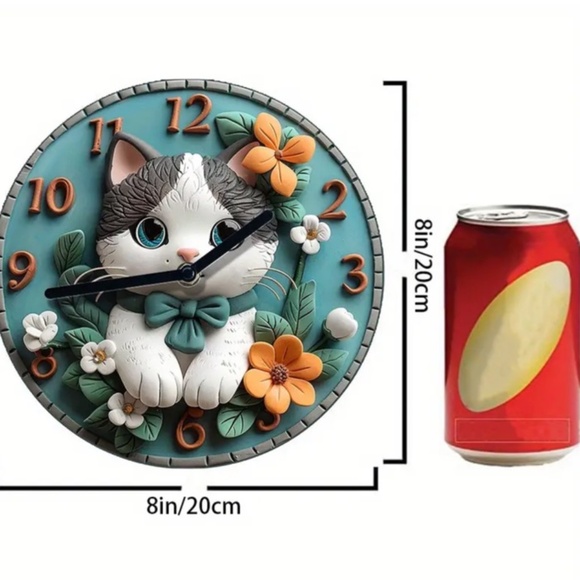 NIB! Adorable Gray and White Colored Cat Clock! - Picture 5 of 7